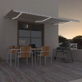 Toldo manual retráctil con LED color crema 600x350 cm de vidaXL, Toldos - Ref: Foro24-3069042, Precio: 747,60 €, Descuento: %