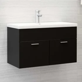 Mueble con lavabo madera de ingeniería negro de vidaXL, Tocadores de baño - Ref: Foro24-3070830, Precio: 180,56 €, Descuento: %