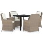Juego de comedor de jardín 5 piezas con cojines marrón de , Conjuntos de jardín - Ref: Foro24-3099554, Precio: 696,71 €, Desc...