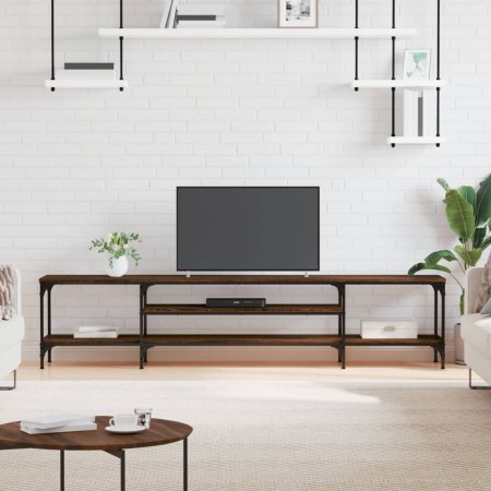 Mueble TV madera ingeniería y hierro marrón roble 201x35x45 cm de , Muebles TV - Ref: Foro24-831817, Precio: 84,88 €, Descuen...