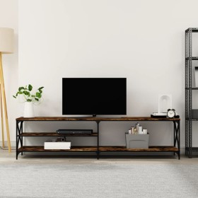 Mueble TV metal madera contrachapada roble ahumado 200x40x50 cm de , Muebles TV - Ref: Foro24-826741, Precio: 95,61 €, Descue...