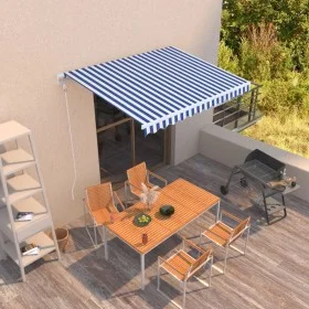 Blue and white automatic retractable awning 300x250 cm by vidaXL, Awnings - Ref: Foro24-3068866, Price: 315,73 €, Discount: %