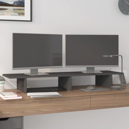 Soporte de monitor madera maciza de pino gris 100x27x15 cm de , Bases y elevadores para ordenadores - Ref: Foro24-813981, Pre...