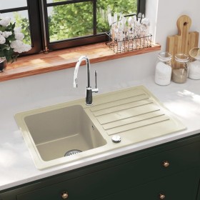 Fregadero de cocina de granito con un seno beige de , Fregaderos - Ref: Foro24-144849, Precio: 190,35 €, Descuento: %