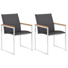 Sillas de jardín 2 unidades textilene y acero inoxidable gris de , Sillas de jardín - Ref: Foro24-46517, Precio: 178,72 €, De...