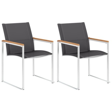 Sillas de jardín 2 unidades textilene y acero inoxidable gris de , Sillas de jardín - Ref: Foro24-46517, Precio: 178,72 €, De...