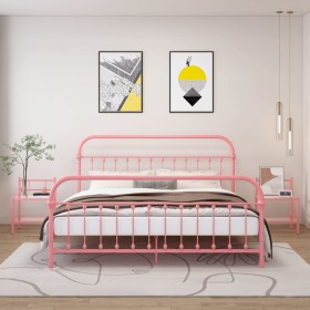Mesitas de noche 2 unidades metal y vidrio rosa y transparente de , Mesitas de noche - Ref: Foro24-325095, Precio: 58,62 €, D...