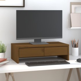 Soporte de monitor madera maciza pino marrón miel 50x27x15 cm de , Bases y elevadores para ordenadores - Ref: Foro24-813957, ...