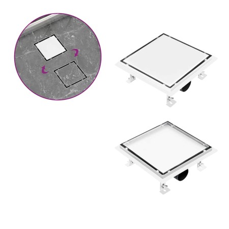 Desagüe de ducha cubierta inserción suelo acero inox. 23x23 cm de , Desagües - Ref: Foro24-145995, Precio: 48,79 €, Descuento: %