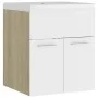 Mueble con lavabo madera de ingeniería blanco y roble Sonoma de vidaXL, Tocadores de baño - Ref: Foro24-3070816, Precio: 115,...