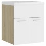 Mueble con lavabo madera de ingeniería blanco y roble Sonoma de vidaXL, Tocadores de baño - Ref: Foro24-3070816, Precio: 118,...