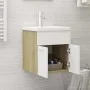 Mueble con lavabo madera de ingeniería blanco y roble Sonoma de vidaXL, Tocadores de baño - Ref: Foro24-3070816, Precio: 115,...