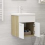Mueble con lavabo madera de ingeniería blanco y roble Sonoma de vidaXL, Tocadores de baño - Ref: Foro24-3070816, Precio: 118,...