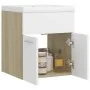 Mueble con lavabo madera de ingeniería blanco y roble Sonoma de vidaXL, Tocadores de baño - Ref: Foro24-3070816, Precio: 115,...