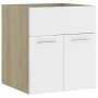 Mueble con lavabo madera de ingeniería blanco y roble Sonoma de vidaXL, Tocadores de baño - Ref: Foro24-3070816, Precio: 115,...