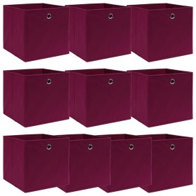 Cajas de almacenaje 10 uds tela rojo oscuro 32x32x32 cm de , Cestas para almacenaje - Ref: Foro24-288343, Precio: 46,83 €, De...