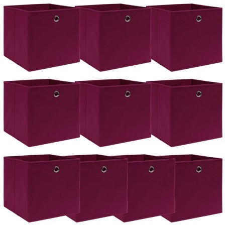 Cajas de almacenaje 10 uds tela rojo oscuro 32x32x32 cm de , Cestas para almacenaje - Ref: Foro24-288343, Precio: 46,83 €, De...
