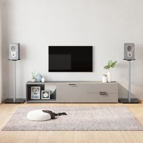 Soportes de altavoces 2 uds vidrio templado plata negro 1 pilar de , Soportes para altavoces - Ref: Foro24-51816, Precio: 76,...