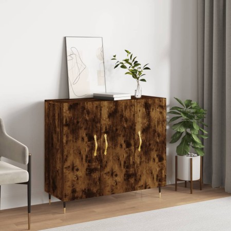 Aparador de madera de ingeniería roble ahumado 90x34x80 cm de , Aparadores - Ref: Foro24-828089, Precio: 79,42 €, Descuento: %
