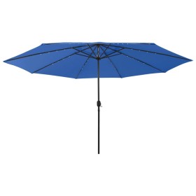 Sombrilla de jardín con luces LED azul celeste 400 cm de , Sombrillas - Ref: Foro24-312537, Precio: 91,63 €, Descuento: %