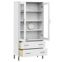 Librería patas de metal OSLO madera maciza blanco 85x35x172,5cm de , Librerías y estanterías - Ref: Foro24-350993, Precio: 35...