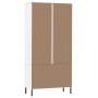 Librería patas de metal OSLO madera maciza blanco 85x35x172,5cm de , Librerías y estanterías - Ref: Foro24-350993, Precio: 35...