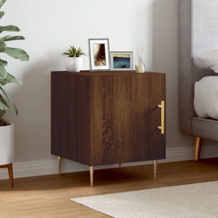 Mesita de noche madera de ingeniería marrón roble 40x40x50 cm de , Mesitas de noche - Ref: Foro24-827546, Precio: 38,72 €, De...