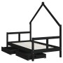 Estructura cama infantil y cajones madera pino negro 80x160 cm de , Cunas y camas para niños - Ref: Foro24-834545, Precio: 11...