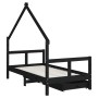 Estructura cama infantil y cajones madera pino negro 80x160 cm de , Cunas y camas para niños - Ref: Foro24-834545, Precio: 11...