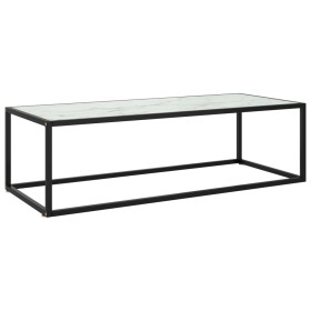 Mesa de centro negra con vidrio de mármol blanco 120x50x35 cm de , Mesas de centro - Ref: Foro24-322885, Precio: 85,18 €, Des...