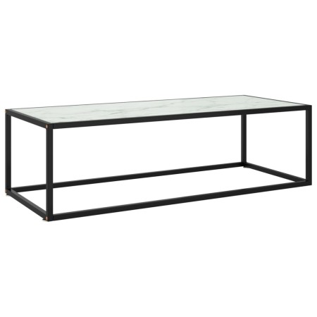 Mesa de centro negra con vidrio de mármol blanco 120x50x35 cm de , Mesas de centro - Ref: Foro24-322885, Precio: 85,18 €, Des...
