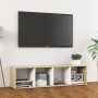 Mueble TV madera contrachapada blanco y roble 142,5x35x36,5 cm de , Muebles TV - Ref: Foro24-805548, Precio: 63,36 €, Descuen...