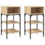 Mesita noche 2 uds madera ingeniería roble Sonoma 35x34,5x70 cm de , Mesitas de noche - Ref: Foro24-825886, Precio: 49,05 €, ...