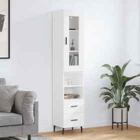 Aparador alto madera contrachapada blanco 34,5x34x180 cm de , Aparadores - Ref: Foro24-3199313, Precio: 112,52 €, Descuento: %