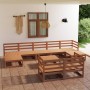 Juego muebles de jardín 10 pzas madera maciza pino marrón miel de , Conjuntos de jardín - Ref: Foro24-3078142, Precio: 678,50...