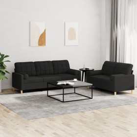 Juego de sofás con cojines 2 piezas tela negro de , Sofás - Ref: Foro24-3201326, Precio: 495,82 €, Descuento: %