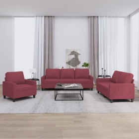 Juego de sofás con cojines 3 piezas tela rojo tinto de , Sofás - Ref: Foro24-3201434, Precio: 573,50 €, Descuento: %