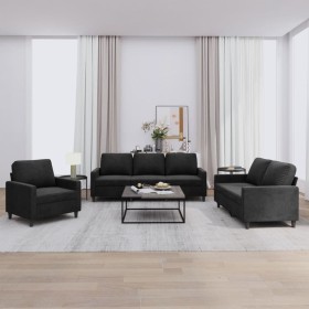 Juego de sofás con cojines 3 piezas terciopelo negro de , Sofás - Ref: Foro24-3201481, Precio: 649,48 €, Descuento: %