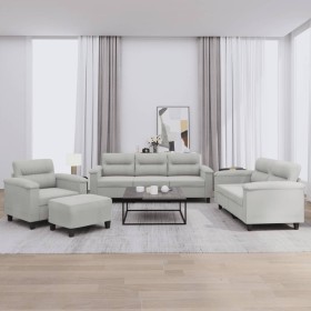 Juego de sofás con cojines 4 piezas tela microfibra gris claro de , Sofás - Ref: Foro24-3202297, Precio: 892,52 €, Descuento: %