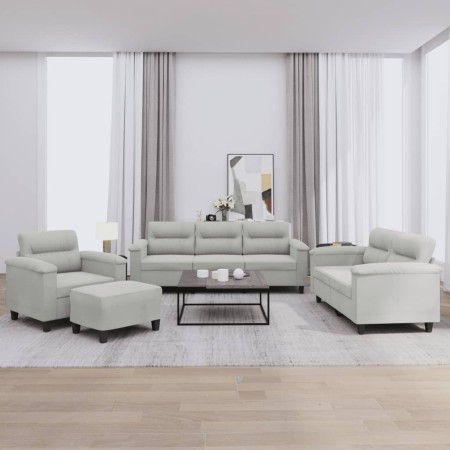 Juego de sofás con cojines 4 piezas tela microfibra gris claro de , Sofás - Ref: Foro24-3202297, Precio: 892,52 €, Descuento: %