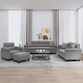 Juego de sofás con cojines 4 piezas tela microfibra gris oscuro de , Sofás - Ref: Foro24-3202310, Precio: 840,04 €, Descuento: %