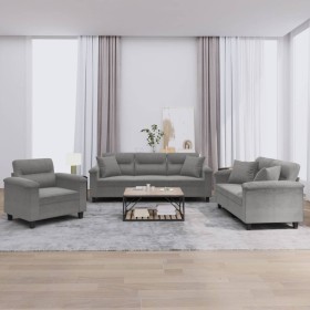 Juego de sofás con cojines 3 piezas tela microfibra gris oscuro de , Sofás - Ref: Foro24-3202304, Precio: 821,98 €, Descuento: %