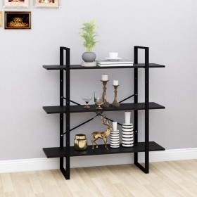 Estantería 3 niveles madera maciza de pino negro 100x30x105 cm de , Librerías y estanterías - Ref: Foro24-806556, Precio: 74,...