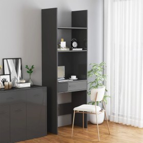 Estantería de madera contrachapada gris brillante 60x35x180 cm de , Librerías y estanterías - Ref: Foro24-803433, Precio: 59,...