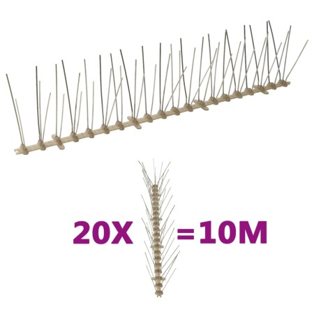 Set de 5 hileras de pinchos contra pájaros y palomas 20 uds 10m de , Repelentes para animales - Ref: Foro24-149129, Precio: 5...