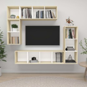Muebles de salón 4 piezas madera de ingeniería roble Sonoma de , Muebles TV - Ref: Foro24-3079822, Precio: 210,77 €, Descuent...