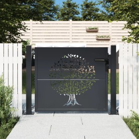 Puerta de jardín acero gris antracita diseño árbol 105x105 cm de , Puertas de jardín - Ref: Foro24-153155, Precio: 221,47 €, ...