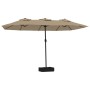 Sombrilla doble de jardín con luces LED gris taupe 449x245 cm de , Sombrillas - Ref: Foro24-362956, Precio: 217,92 €, Descuen...