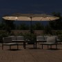 Sombrilla doble de jardín con luces LED gris taupe 449x245 cm de , Sombrillas - Ref: Foro24-362956, Precio: 217,92 €, Descuen...
