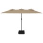 Sombrilla doble de jardín con luces LED gris taupe 449x245 cm de , Sombrillas - Ref: Foro24-362956, Precio: 217,92 €, Descuen...